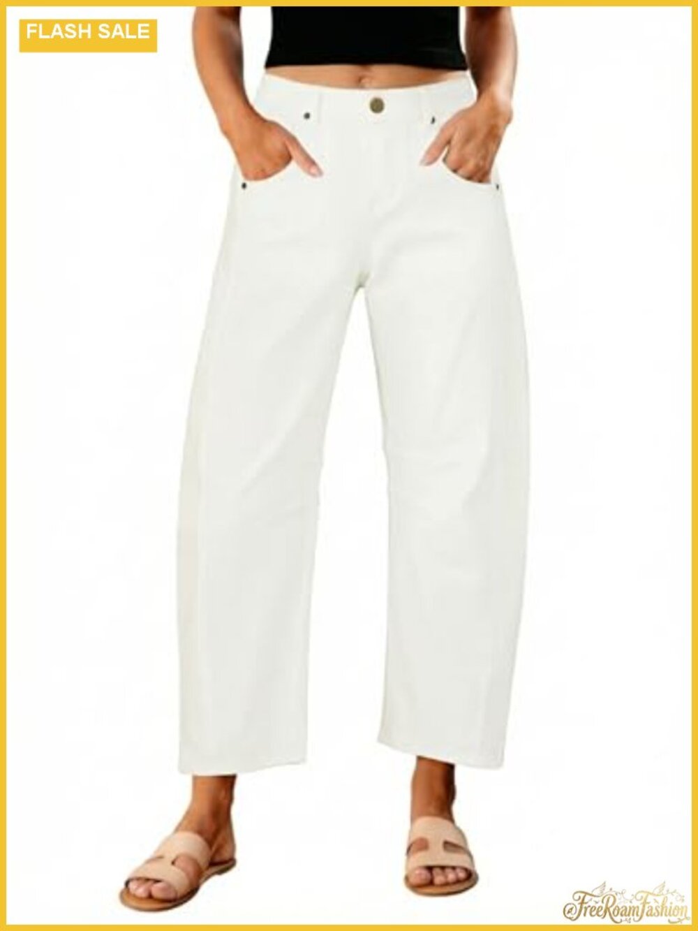 High Waist Barrel Jeans Women Baggy Cropped Stretch Denim Ankle Pants Tummy